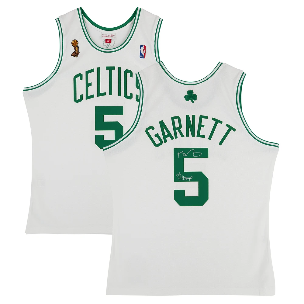 Kevin Garnett Boston Celtics Autographed Mitchell & Ness White 2007-08 Authentic Jersey with "08 Champ" Inscription