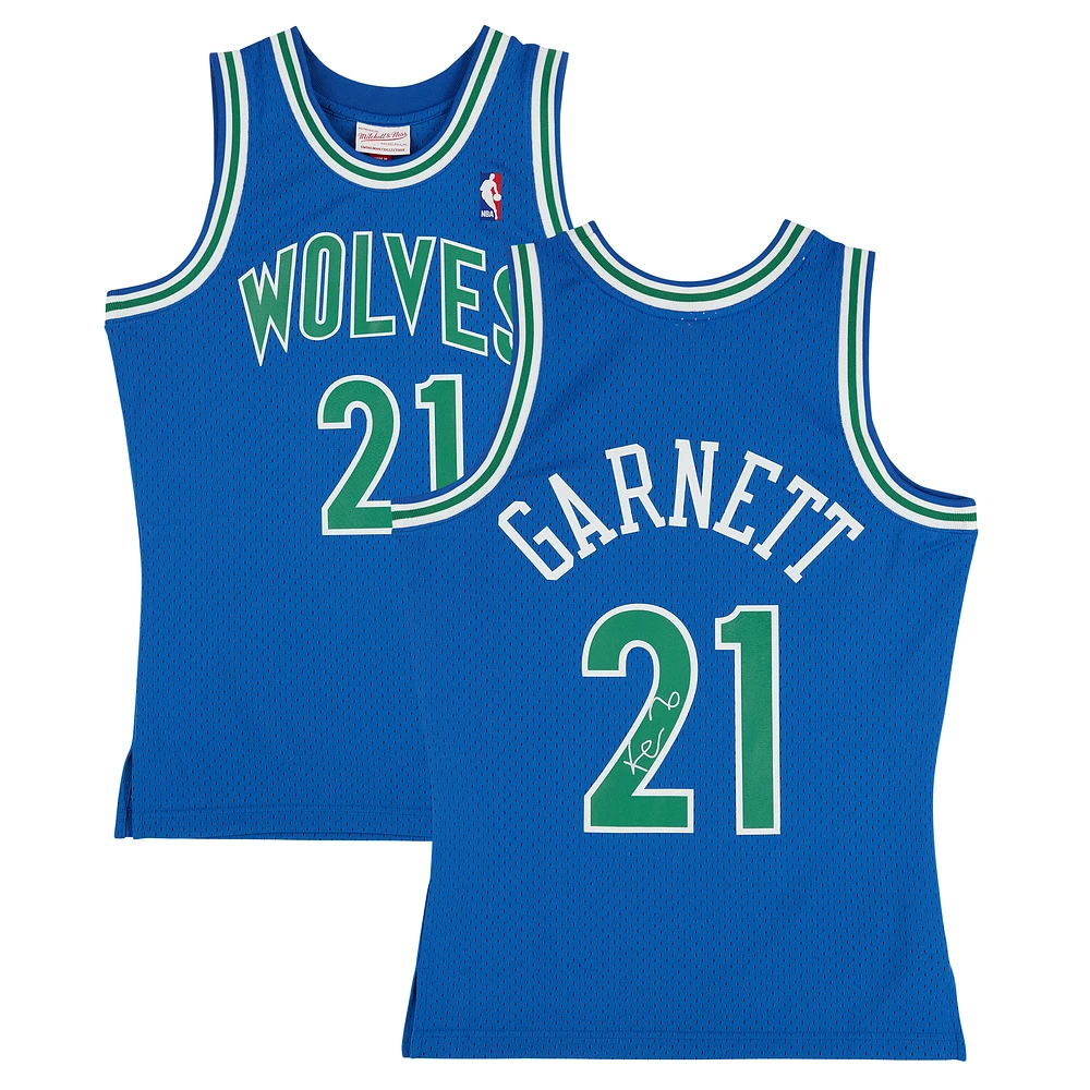 Kevin Garnett Minnesota Timberwolves Autographed Mitchell & Ness Blue 1995-96 Swingman Jersey