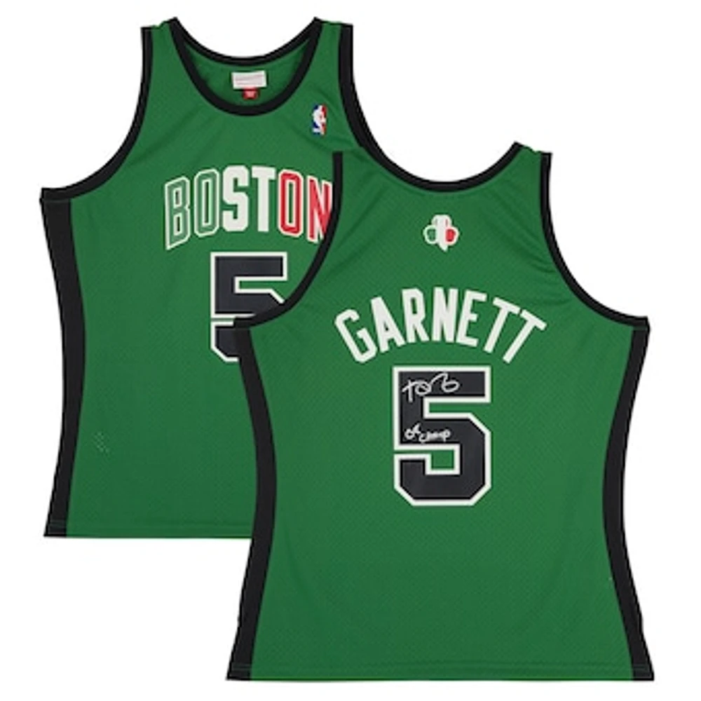 Kevin Garnett Boston Celtics Autographed Mitchell & Ness Kelly Green 2007-08 Italy Swingman Jersey with "08 Champ" Inscription