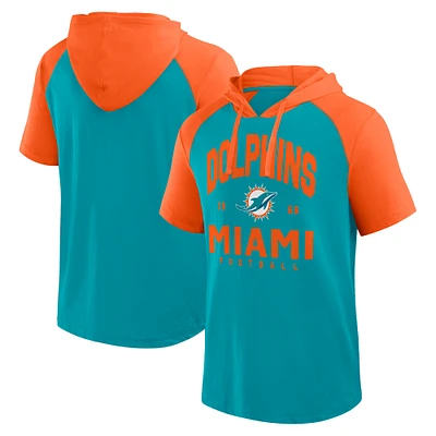 Men's Logo Athletic Aqua Miami Dolphins Prime Hoodie T-Shirt