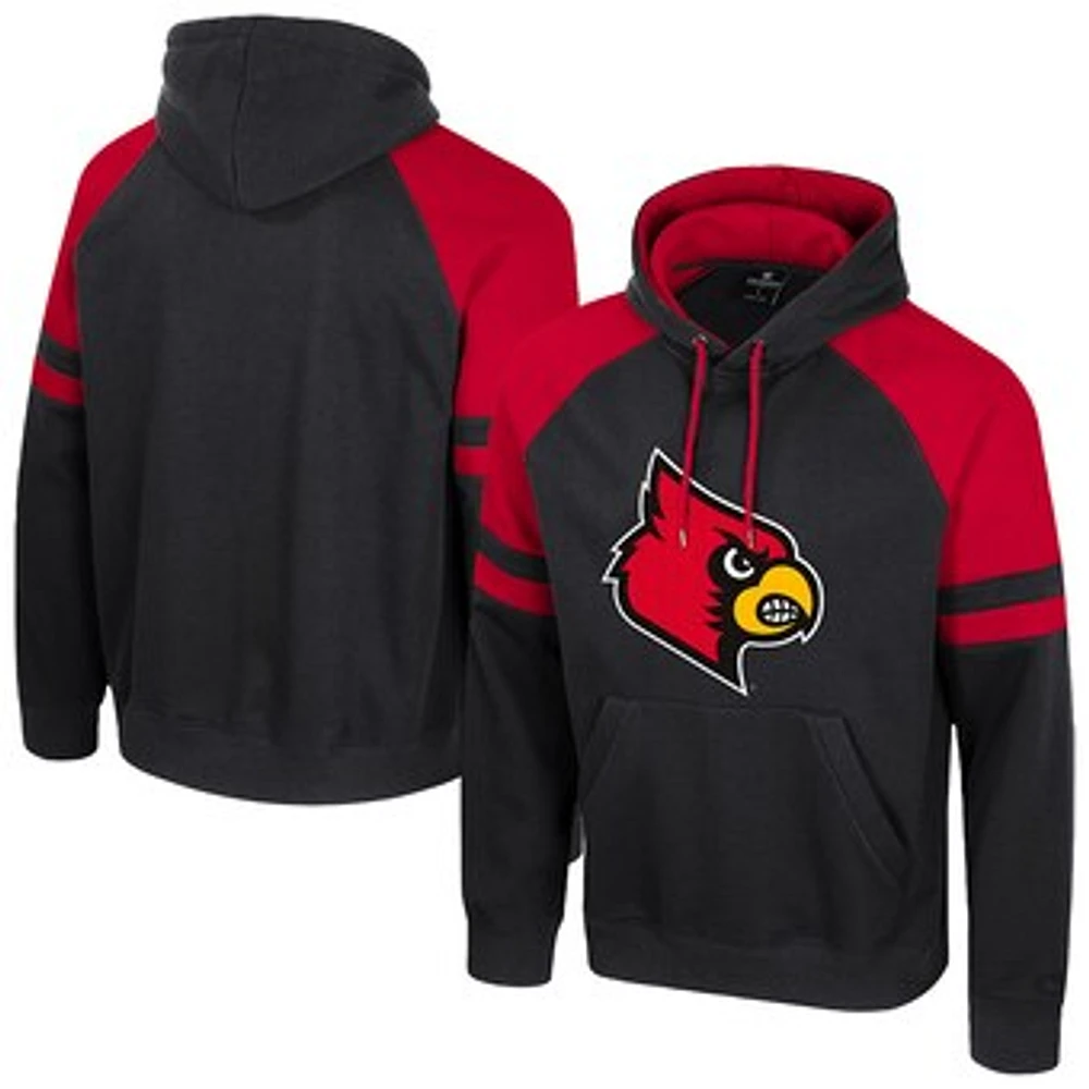 Men's Colosseum  Black Louisville Cardinals Todd Raglan Pullover Hoodie