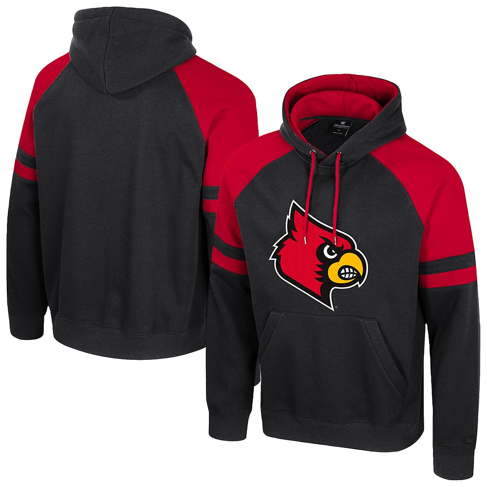 Men's Colosseum  Black Louisville Cardinals Todd Raglan Pullover Hoodie