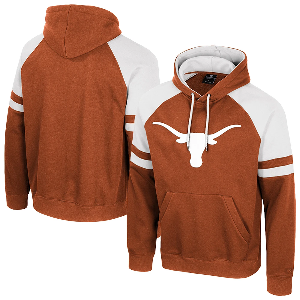 Men's Colosseum  Burnt Orange Texas Longhorns Todd Raglan Pullover Hoodie