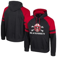 Men's Colosseum  Black Nebraska Huskers Todd Raglan Pullover Hoodie