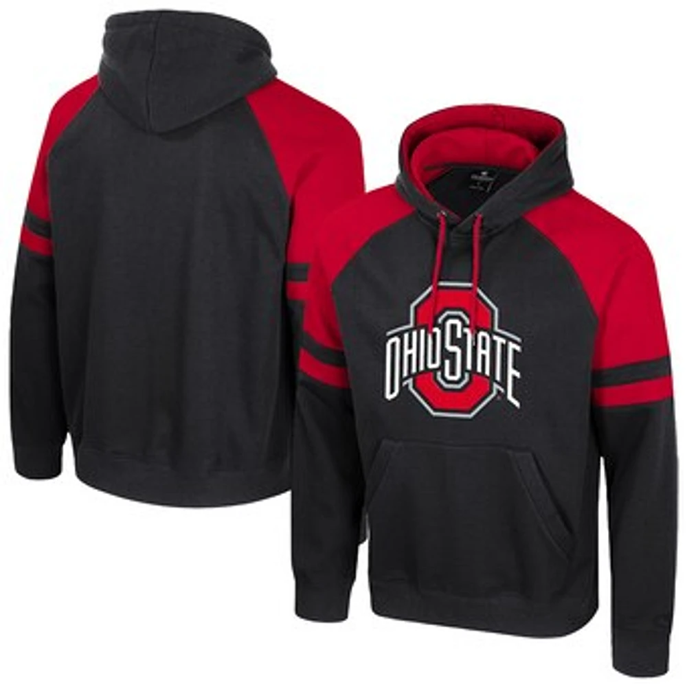 Men's Colosseum  Black Ohio State Buckeyes Todd Raglan Pullover Hoodie