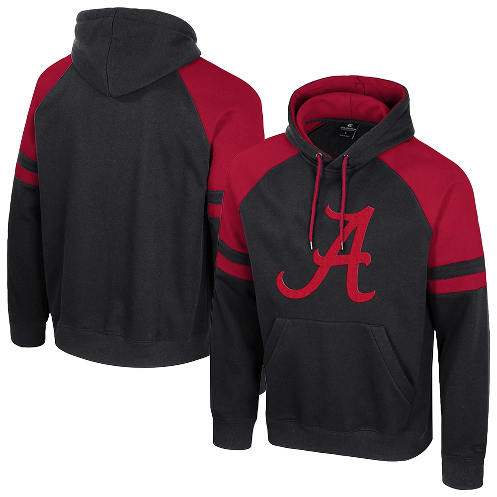 Men's Colosseum  Black Alabama Crimson Tide Todd Raglan Pullover Hoodie