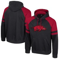 Men's Colosseum  Black Arkansas Razorbacks Todd Raglan Pullover Hoodie