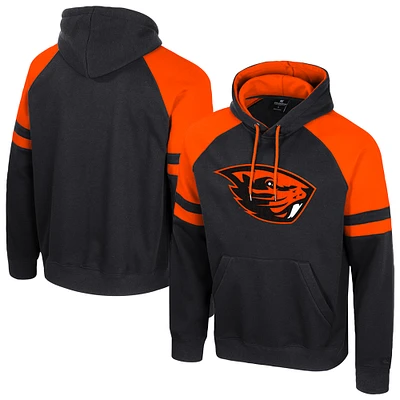 Men's Colosseum  Black Oregon State Beavers Todd Raglan Pullover Hoodie