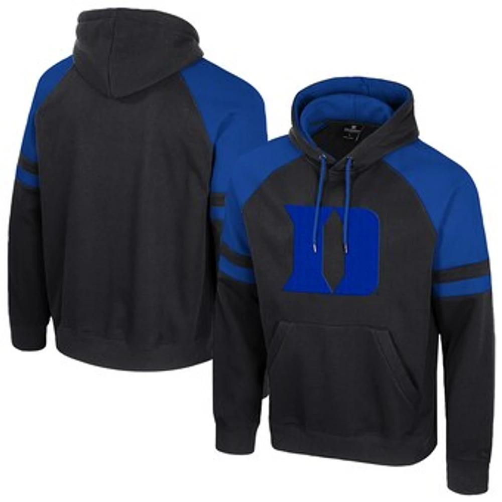 Men's Colosseum  Black Duke Blue Devils Todd Raglan Pullover Hoodie