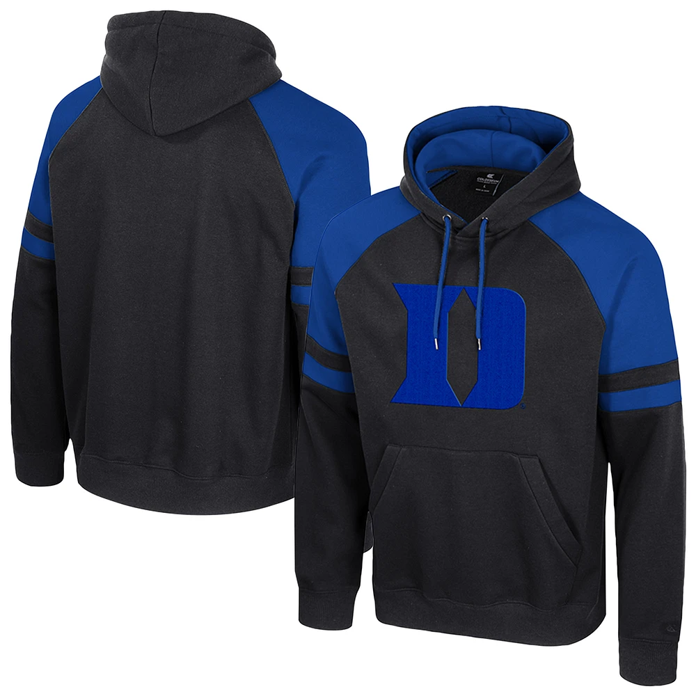 Men's Colosseum  Black Duke Blue Devils Todd Raglan Pullover Hoodie