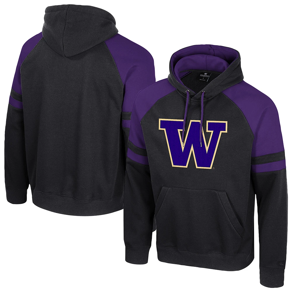 Men's Colosseum  Black Washington Huskies Todd Raglan Pullover Hoodie