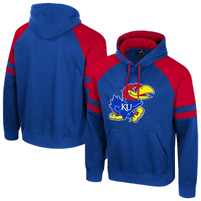 Men's Colosseum  Royal Kansas Jayhawks Todd Raglan Pullover Hoodie