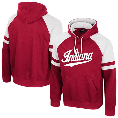 Men's Colosseum  Crimson Indiana Hoosiers Todd Raglan Pullover Hoodie