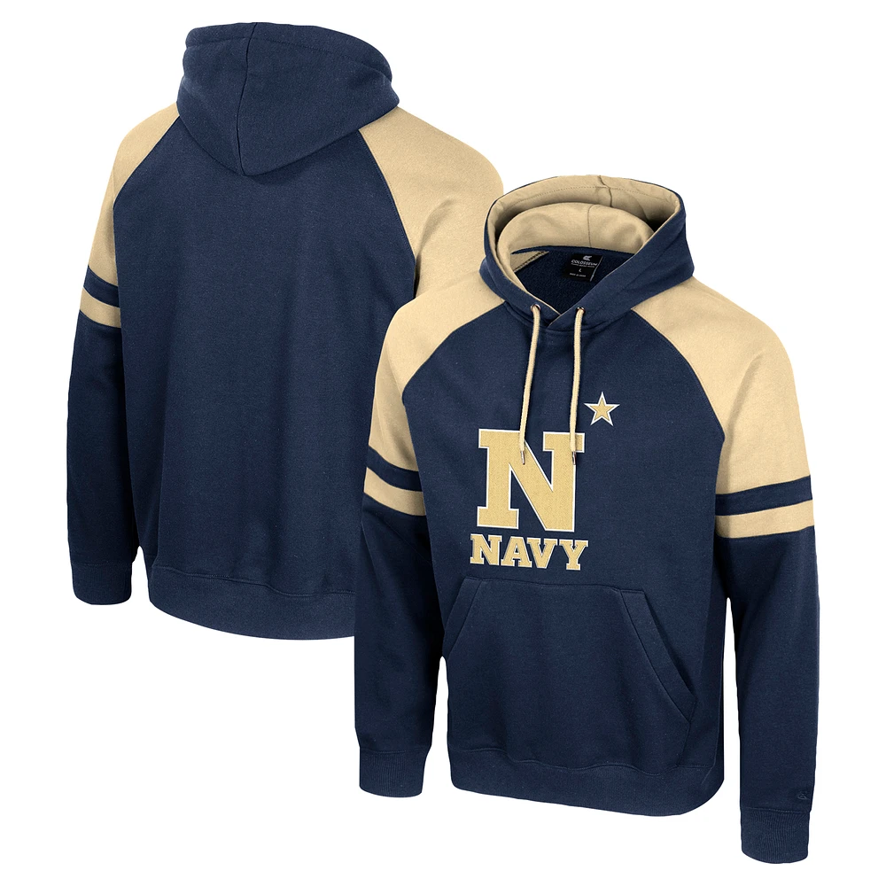 Men's Colosseum  Navy Midshipmen Todd Raglan Pullover Hoodie