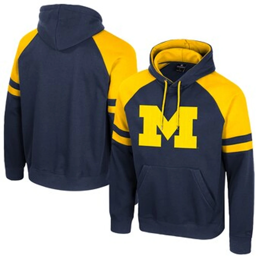 Men's Colosseum  Navy Michigan Wolverines Todd Raglan Pullover Hoodie