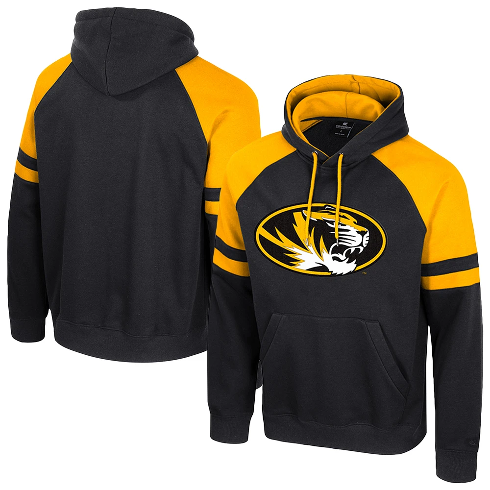 Men's Colosseum  Black Missouri Tigers Todd Raglan Pullover Hoodie