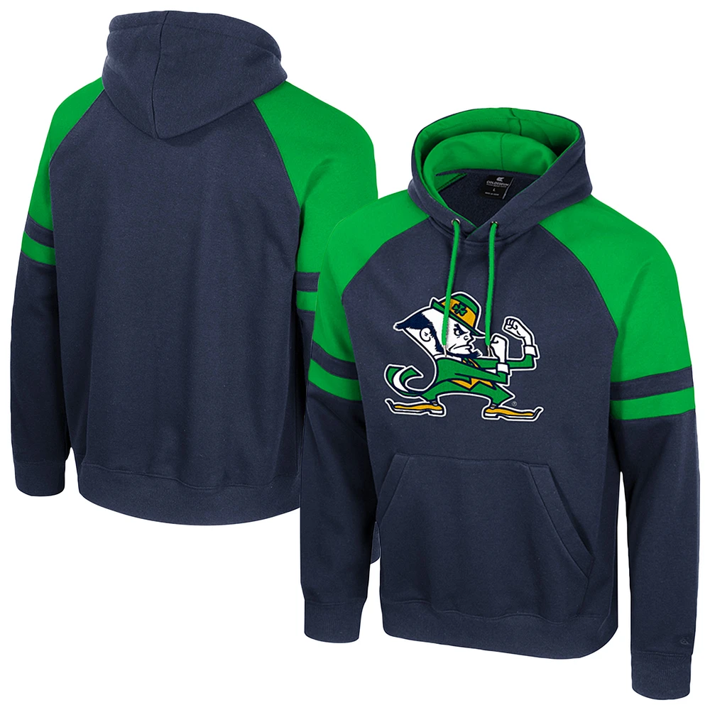 Men's Colosseum  Navy Notre Dame Fighting Irish Todd Raglan Pullover Hoodie