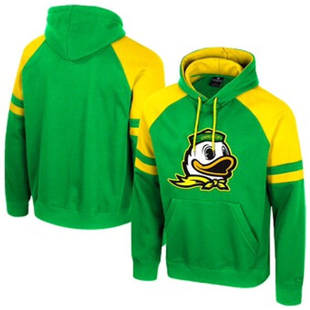 Men's Colosseum  Green Oregon Ducks Todd Raglan Pullover Hoodie