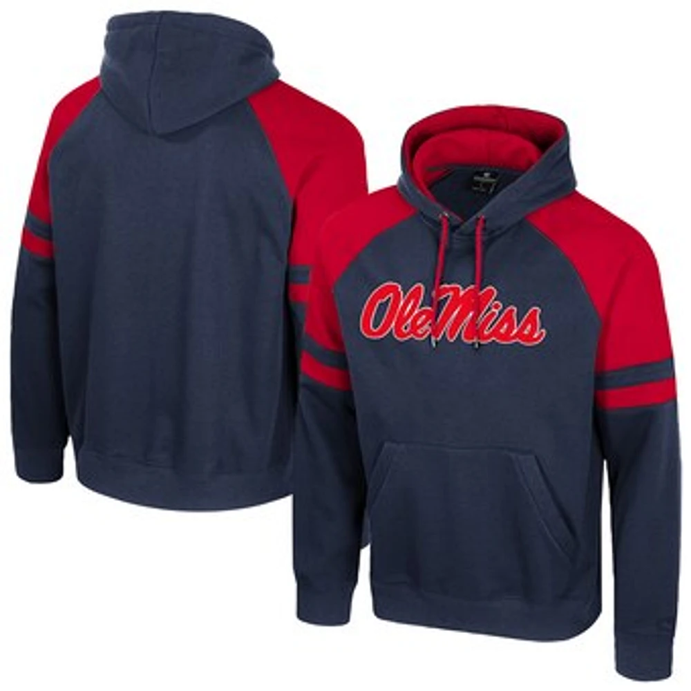 Men's Colosseum  Navy Ole Miss Rebels Todd Raglan Pullover Hoodie