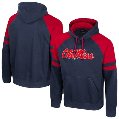 Men's Colosseum  Navy Ole Miss Rebels Todd Raglan Pullover Hoodie