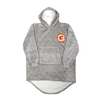 Gray Calgary Flames Game Time Hoodie Blanket