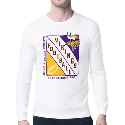 Men's Starter White Minnesota Vikings Shield Logo Long Sleeve T-Shirt