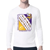 Men's Starter White Minnesota Vikings Shield Logo Long Sleeve T-Shirt