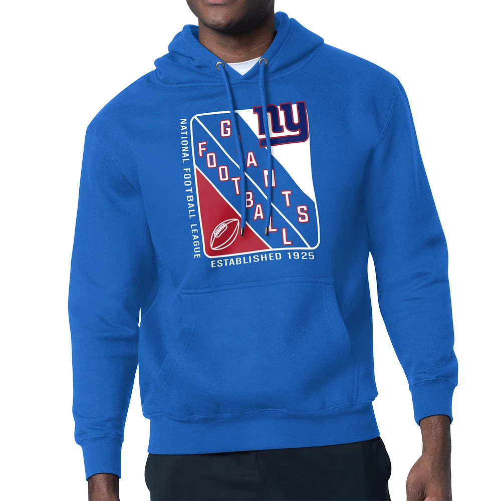 Men's Starter Royal New York Giants Shield Logo Pullover Hoodie