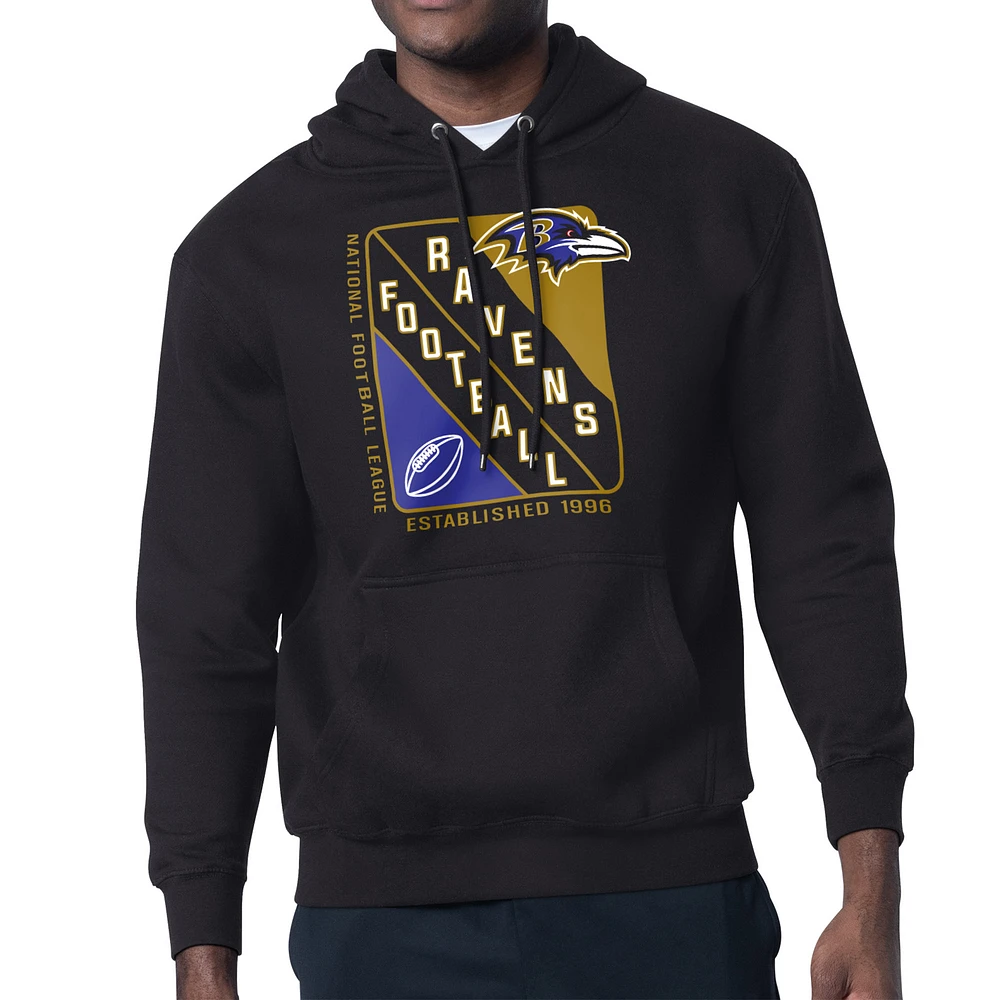 Men's Starter Black Baltimore Ravens Shield Logo Pullover Hoodie