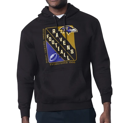 Men's Starter Black Baltimore Ravens Shield Logo Pullover Hoodie