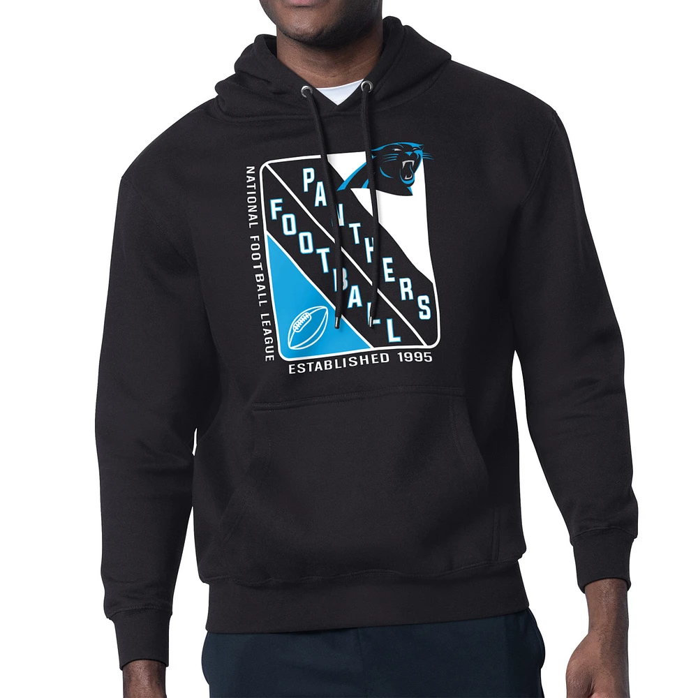 Men's Starter Black Carolina Panthers Shield Logo Pullover Hoodie