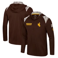 Men's Colosseum Brown Wyoming Cowboys OHT Military Appreciation Quarter-Zip Hoodie Jacket