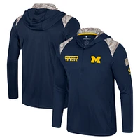 Men's Colosseum Navy Michigan Wolverines OHT Military Appreciation Quarter-Zip Hoodie Jacket