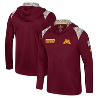 Men's Colosseum Maroon Minnesota Golden Gophers OHT Military Appreciation Quarter-Zip Hoodie Jacket