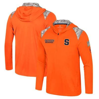 Men's Colosseum Orange Syracuse OHT Military Appreciation Quarter-Zip Hoodie Jacket