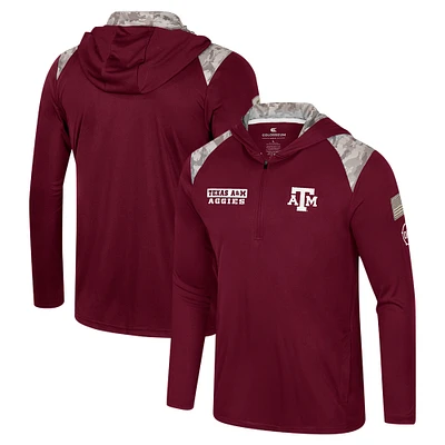 Men's Colosseum Maroon Texas A&M Aggies OHT Military Appreciation Quarter-Zip Hoodie Jacket