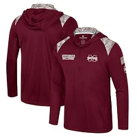 Men's Colosseum Maroon Mississippi State Bulldogs OHT Military Appreciation Quarter-Zip Hoodie Jacket