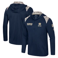 Men's Colosseum Navy Notre Dame Fighting Irish OHT Military Appreciation Quarter-Zip Hoodie Jacket