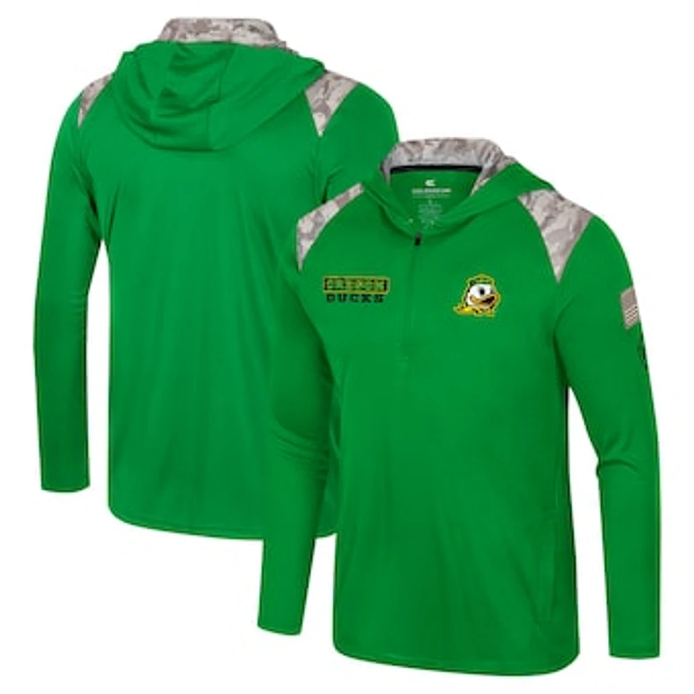 Men's Colosseum Green Oregon Ducks OHT Military Appreciation Quarter-Zip Hoodie Jacket