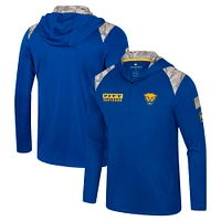 Men's Colosseum Royal Pitt Panthers OHT Military Appreciation Quarter-Zip Hoodie Jacket