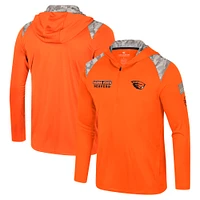 Men's Colosseum Orange Oregon State Beavers OHT Military Appreciation Quarter-Zip Hoodie Jacket