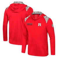 Men's Colosseum Scarlet Rutgers Knights OHT Military Appreciation Quarter-Zip Hoodie Jacket