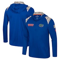 Men's Colosseum Royal Florida Gators OHT Military Appreciation Quarter-Zip Hoodie Jacket