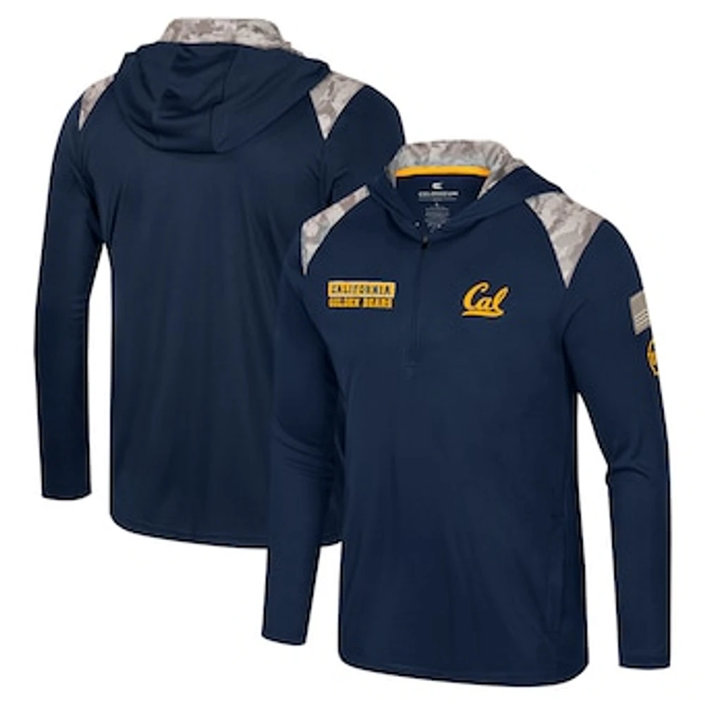 Men's Colosseum Navy Cal Bears OHT Military Appreciation Quarter-Zip Hoodie Jacket