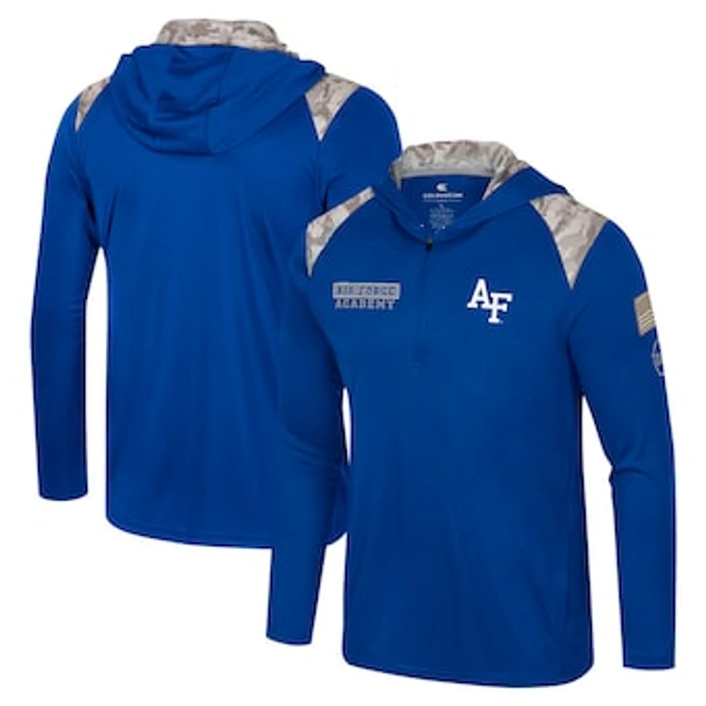 Men's Colosseum Royal Air Force Falcons OHT Military Appreciation Quarter-Zip Hoodie Jacket