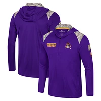 Men's Colosseum Purple ECU Pirates OHT Military Appreciation Quarter-Zip Hoodie Jacket