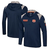 Men's Colosseum Navy Auburn Tigers OHT Military Appreciation Quarter-Zip Hoodie Jacket