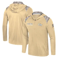 Men's Colosseum Gold Georgia Tech Yellow Jackets OHT Military Appreciation Quarter-Zip Hoodie Jacket