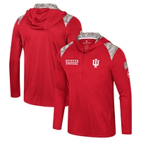 Men's Colosseum Crimson Indiana Hoosiers OHT Military Appreciation Quarter-Zip Hoodie Jacket