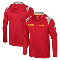 Men's Colosseum Cardinal Iowa State Cyclones OHT Military Appreciation Quarter-Zip Hoodie Jacket